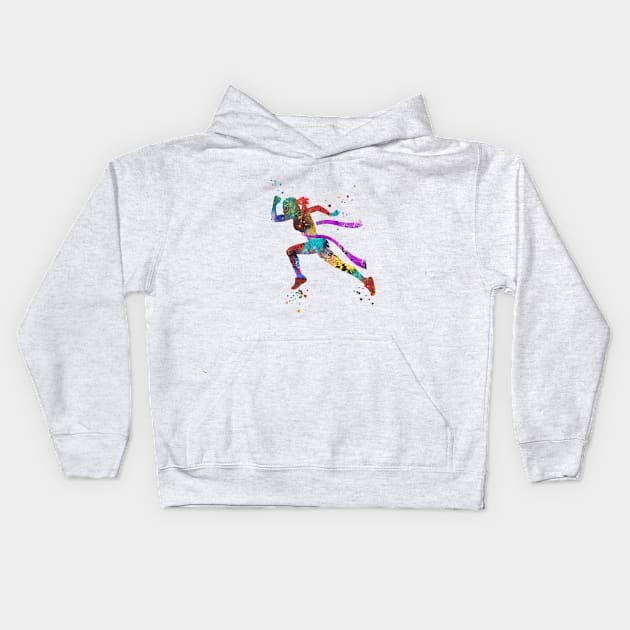 Running woman Kids Hoodie by RosaliArt